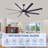 84 In Super Large Black Ceiling Fan With Remote Control 8 Blades