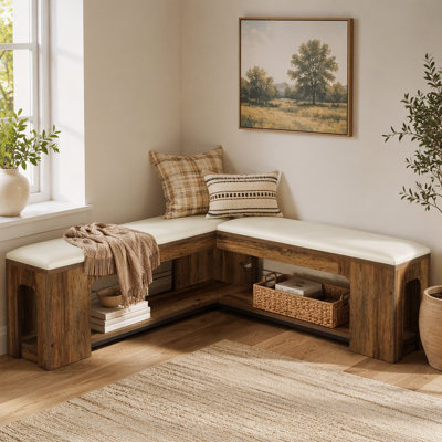 Banc de coin en L, banc de salle à manger de ferme avec coussin de siège amovible