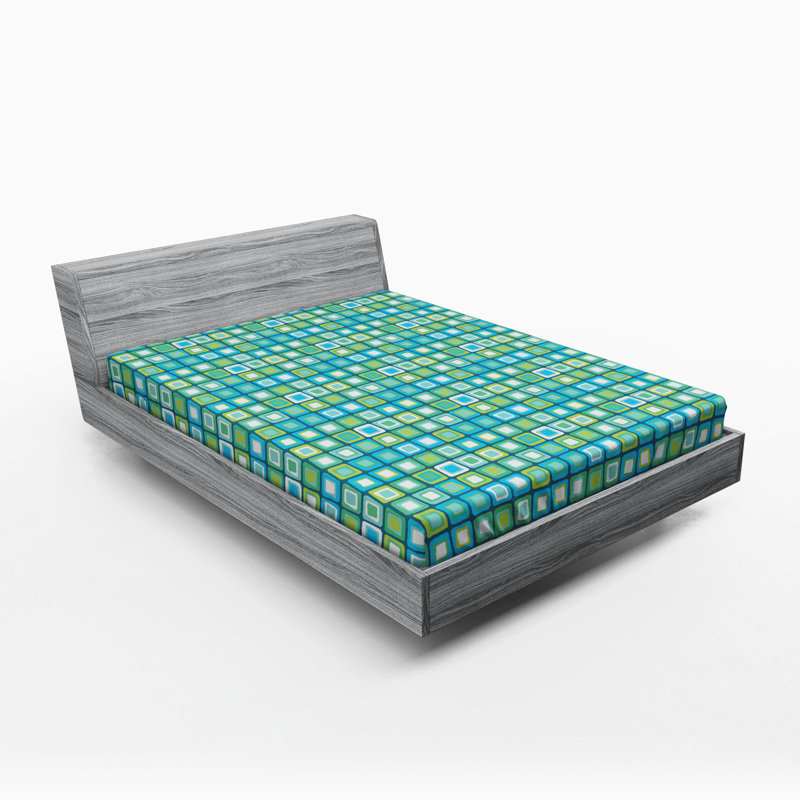 Microfiber Geometric Fitted Sheet, Queen Fitted Sheet