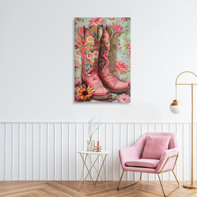 Rose Boots Pink Cowgirl Canvas, design by LSR Design Studio
