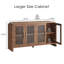 Buffet incurvé moderne, armoire de rangement pour buffet, console multimédia avec 4 portes en verre et tablettes réglables-1437070806