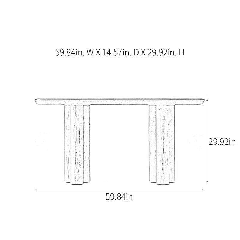 Rural Retro Minimalist Console Table, 29.92" H x 59.84" W x 14.57" D, Natural Wood