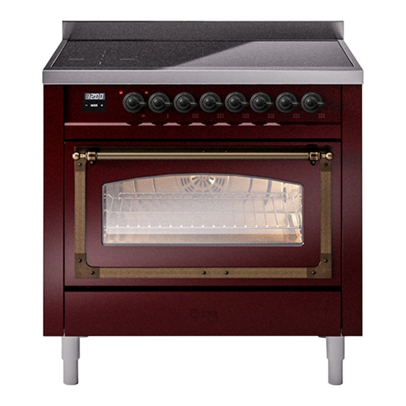 ILVE Nostalgie II Noblesse 36 in Induction Range, Burgundy/Bronze