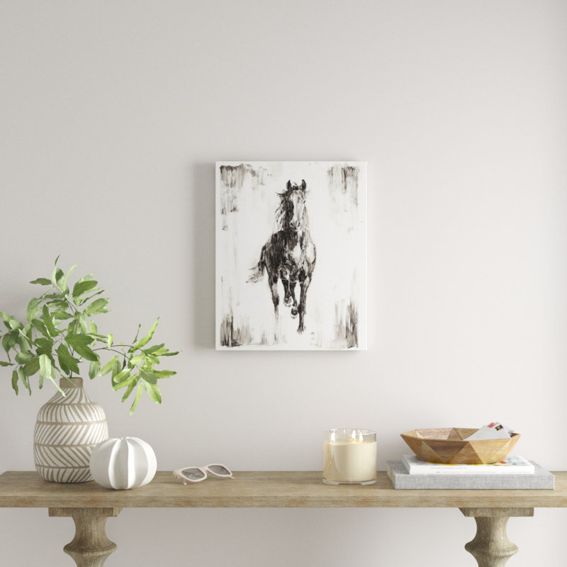 « rustique black stallion i », peinture sur toile, Toile tendue, H 30 po x l 24 po x P 1,25 po
