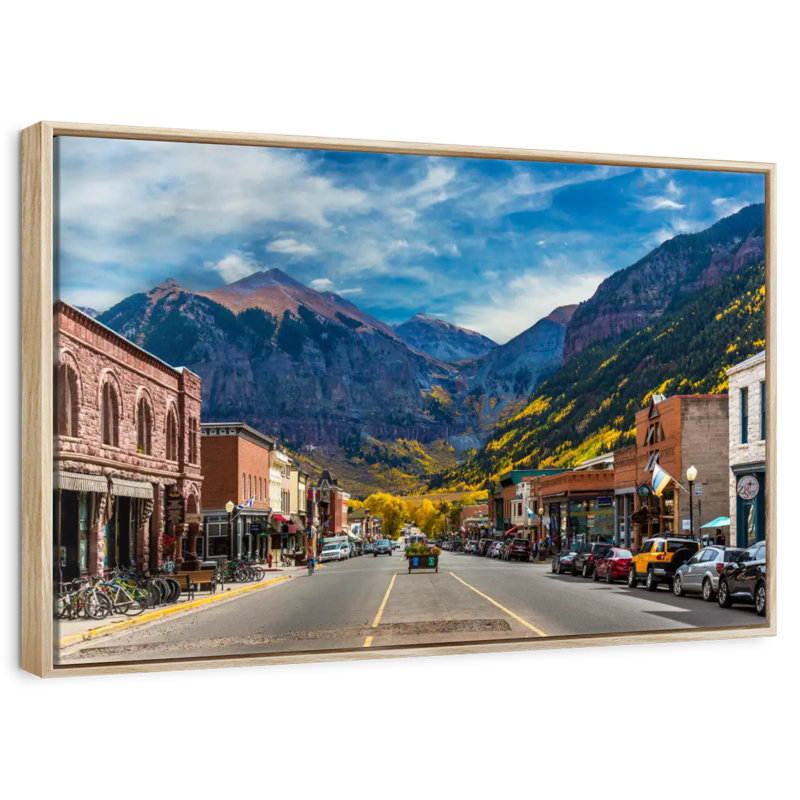 Petite ville de Telluride, Cadre flottant en bois naturel, 46 po x 31 po