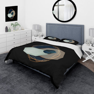 Geometric Galactic Stones II - Ensemble de housse de couette moderne - Microfibre de polyester