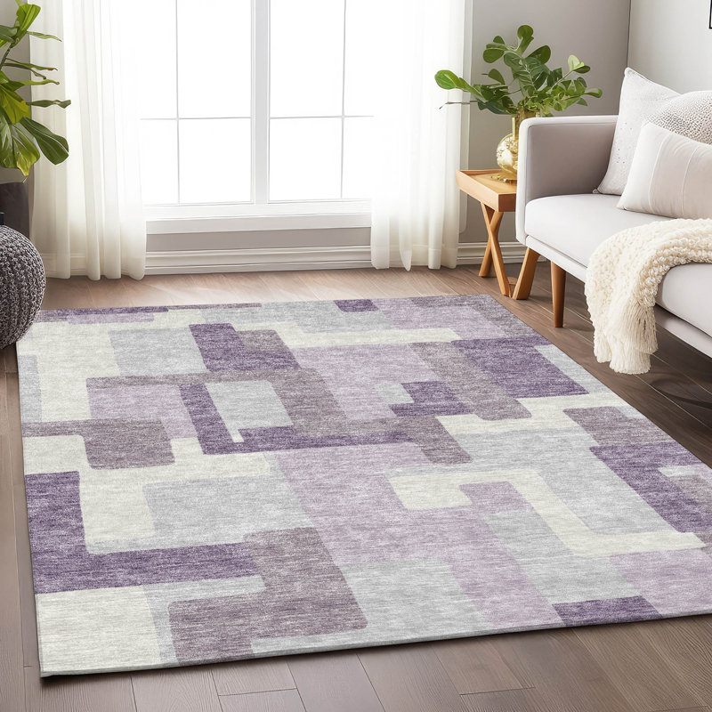 Premium Machine Washable Lisse Lavender Rug, Rectangle 8' x 10'