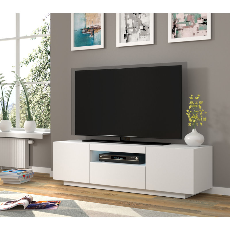 Aseelah Unfinished TV Stand for TVs up to 65", White Matt