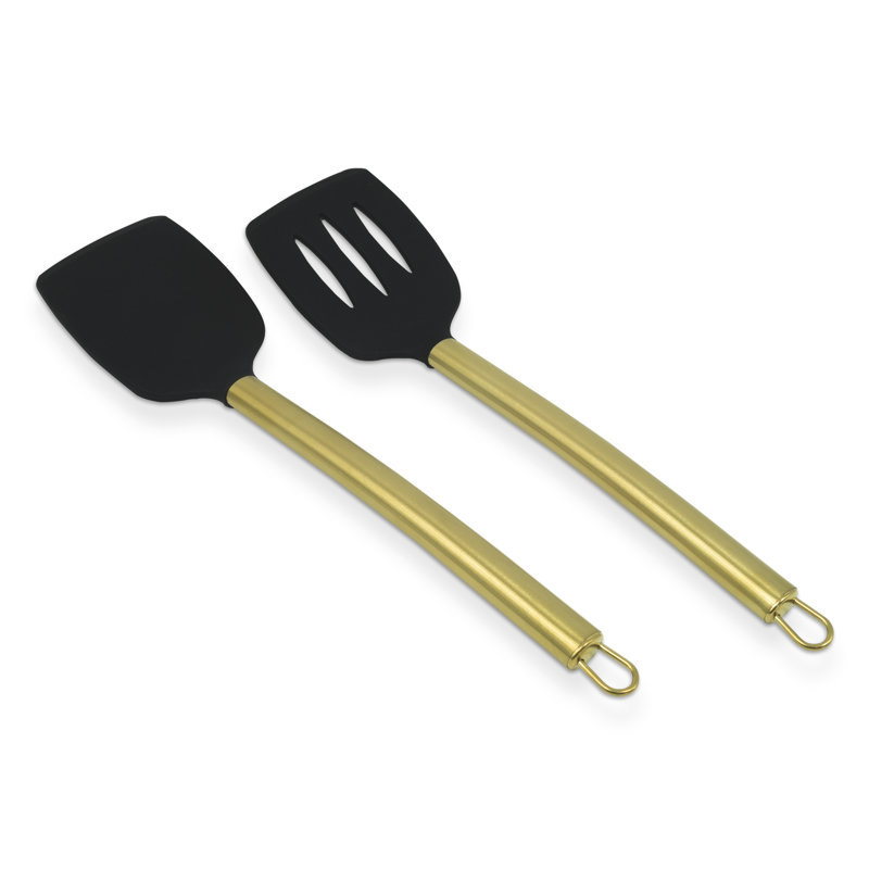 Black and Gold Silicone Stainless Steel Turner Set