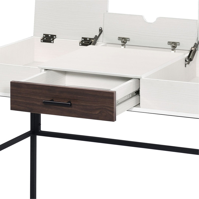 Bureau d'ordinateur naturel et noir avec port - 48 po Profondeur de la table d'écriture 22,6 po