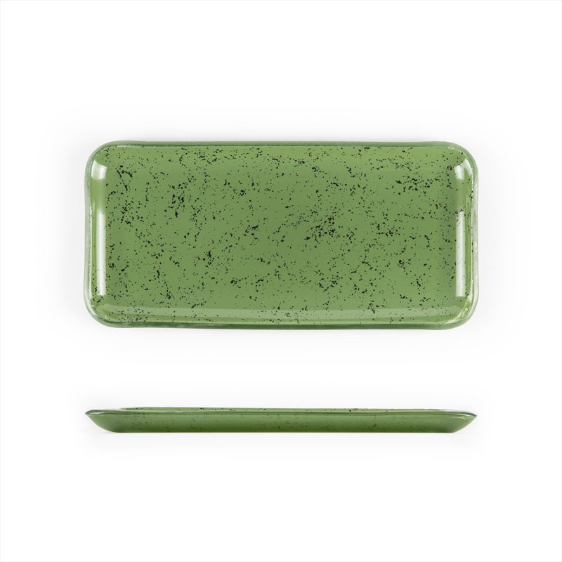 Service de table en verre 12,25 po x 6 po x H: 1 po, Vert