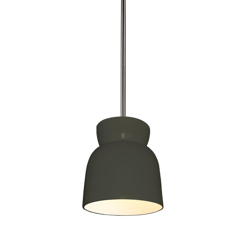 (6) Luminaire suspendu en forme de sablier, Nickel brossé, Étain, vert