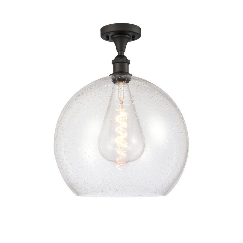 Plafonnier semi-encastré 1 lumière, Ampoule non incluse, H 18,38 po x l 13,75 po x P 13,75 po, Bronze huilé
