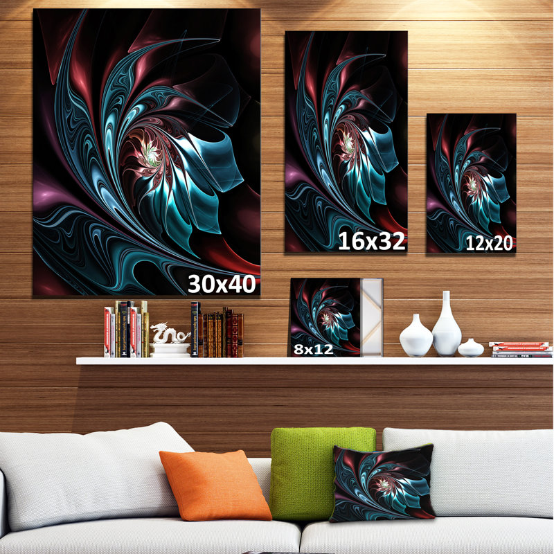 «Blue Abstract Floral», impression sur toile tendue, H 40 po x l 30 po x P 1 po