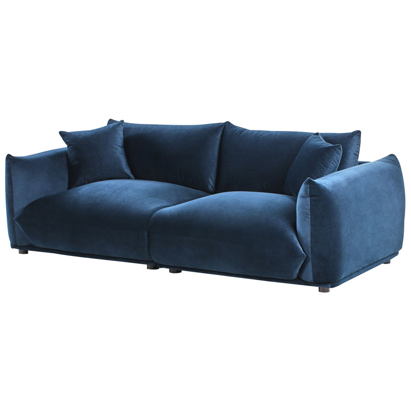 LUVOS 3 Seater Velvet Sofa, Blue