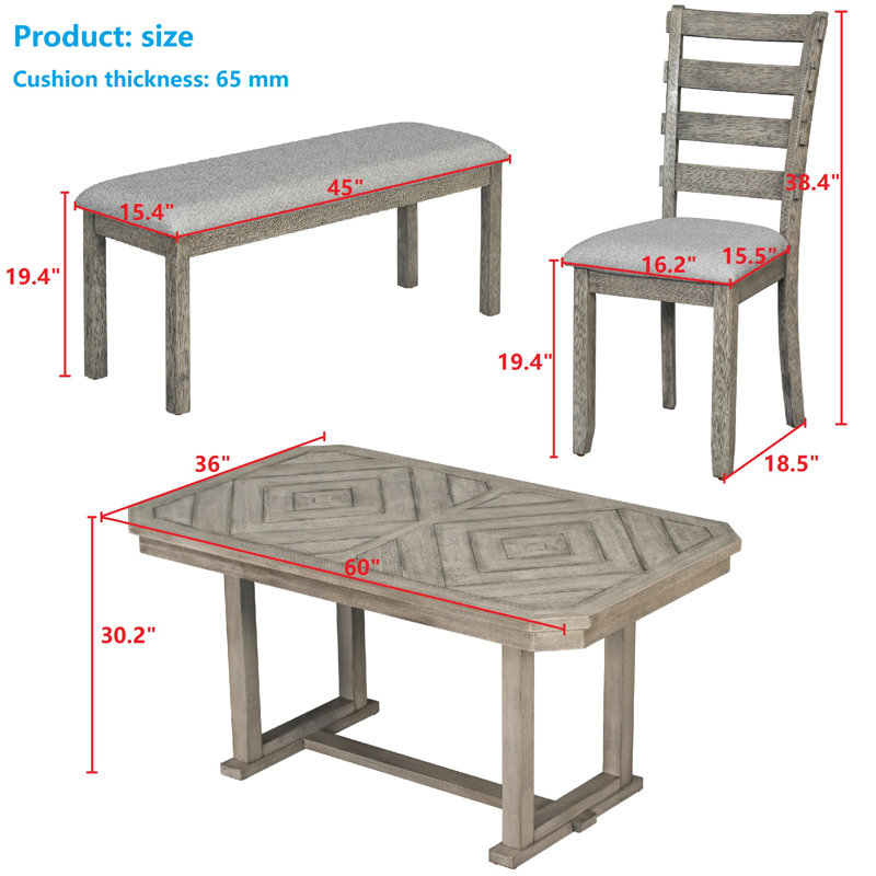 Sharees 6 - Person Trestle Dining Set, Gray, Gray, Gray