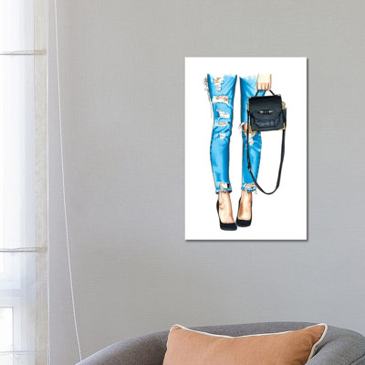 Ripped Jeans & Bag by Elza Fouche – Wrapped Canvas Painting Print Ripped Jeans & Bag by Elza Fouche – Wrapped Canvas Painting Print