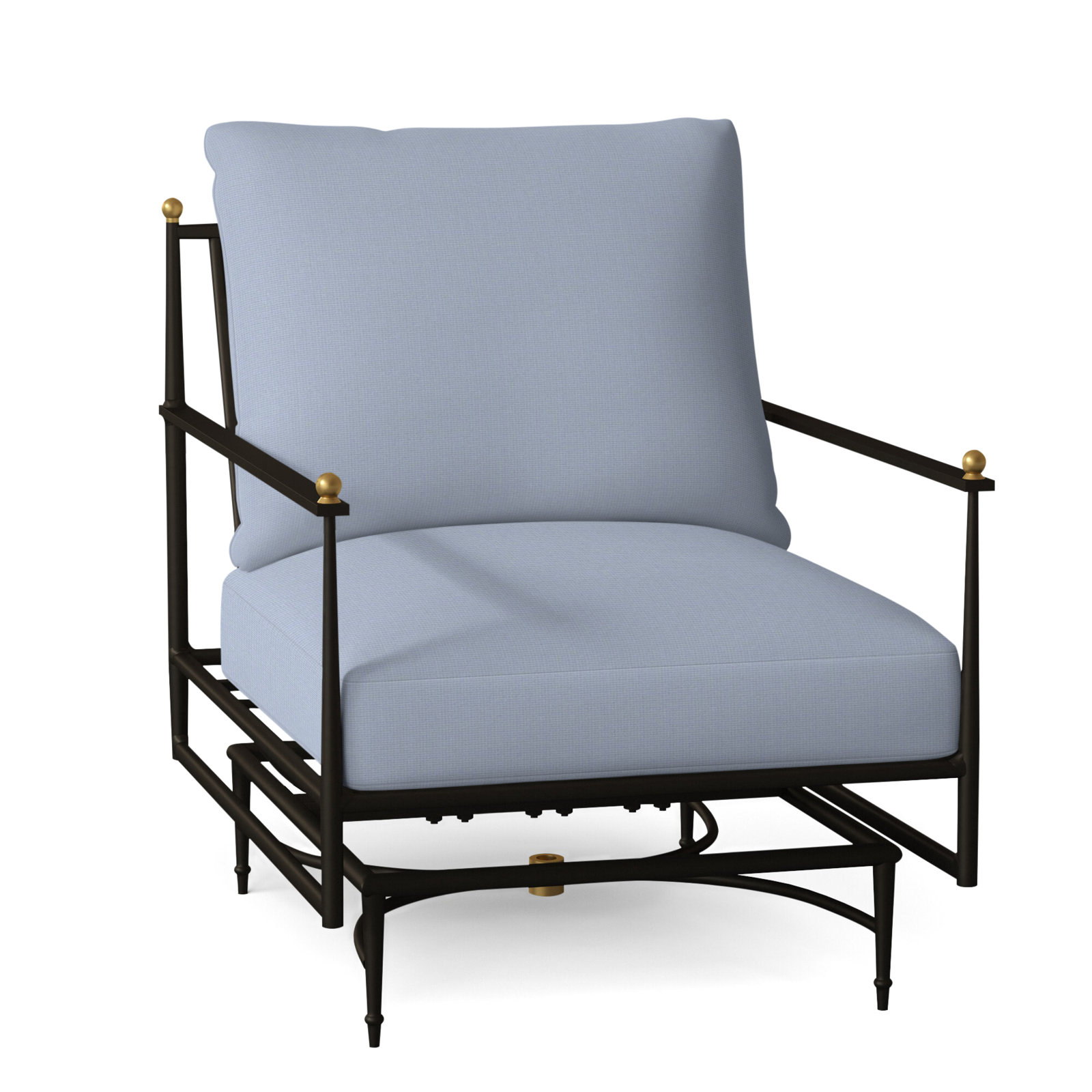 Roma Sunbrella® Patio Lounge Chair, Arbor Chambray Dove Sunbrella®, No Welt, Standard Plus