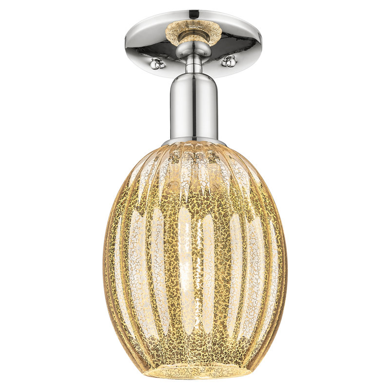 Downtown Urban - Cecil - 1 Light 6" Bulb Shade Semi-Flush Mount , Mercury, Polished Nickel