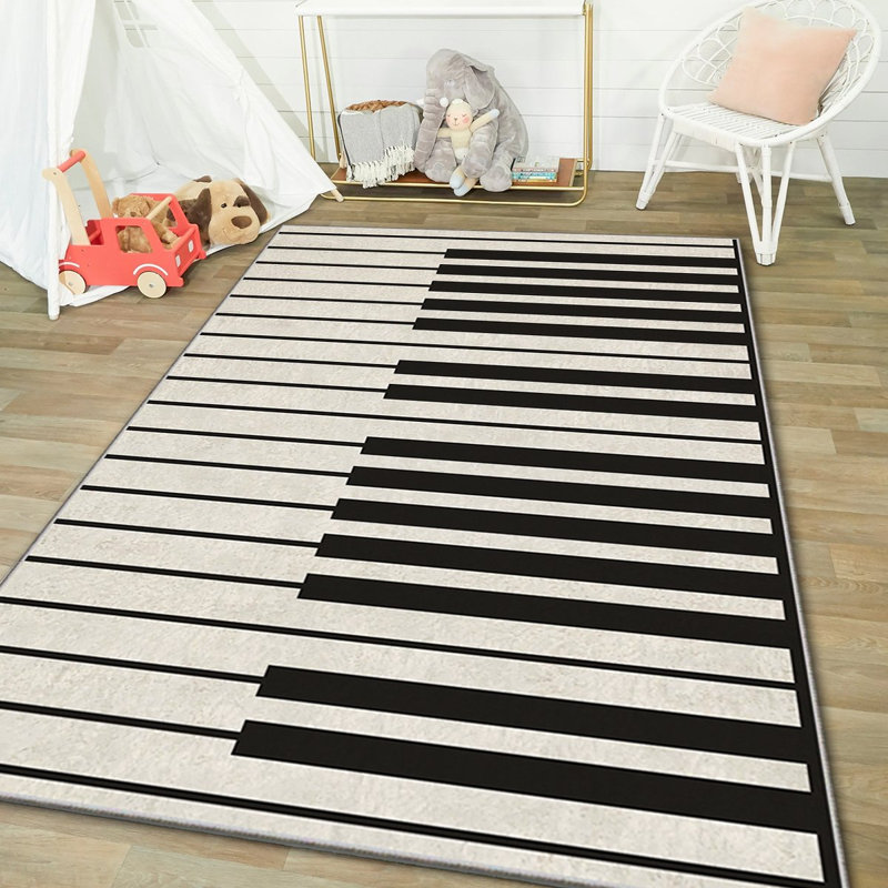 Tapis luxueux (2,6 x 4,6 pieds), 100% polyester, 740 g / m² | Tissu de velours doux, envers en feutre antidérapant, éponge stratifiée pour le confort | Antibactérien, lavable à la machine à 30 ° C | Élégante décoration intérieure