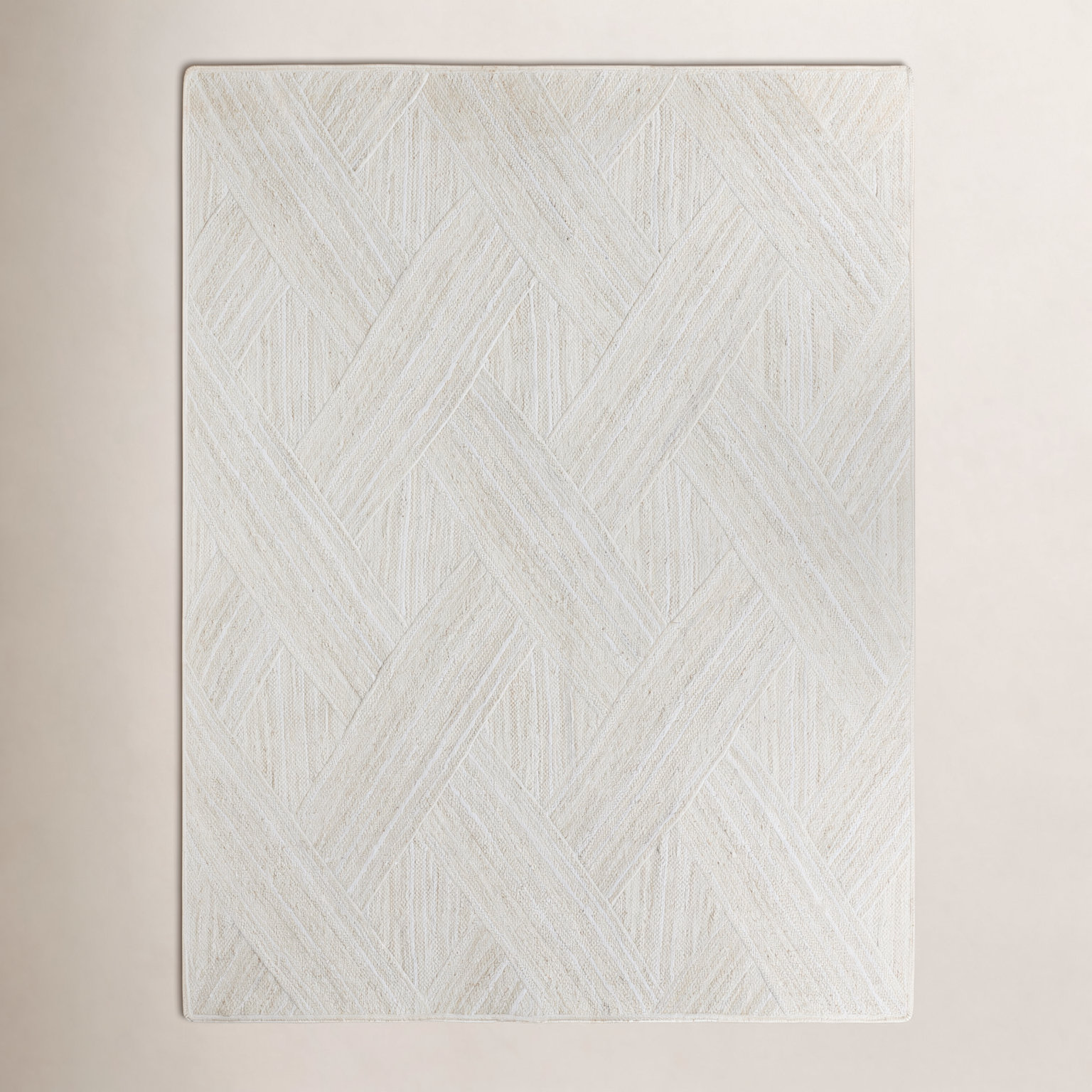 Lizbeth Cream Hand-Woven Geometric Jute Rug, Rectangle 5' x 8'