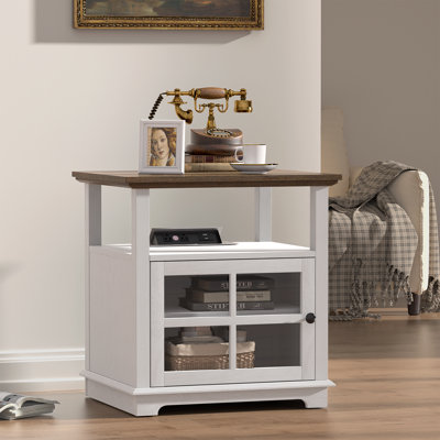 Cherelyn 24" Tall End Table with Storage and Built-In Outlets