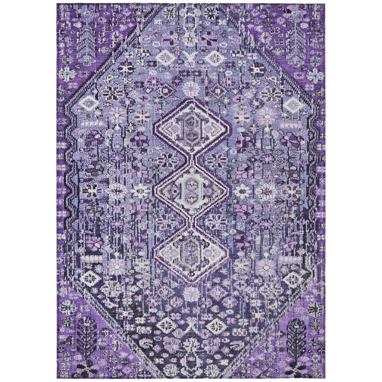 Machine Washable Indoor/Outdoor Xhevrie Purple Rug
