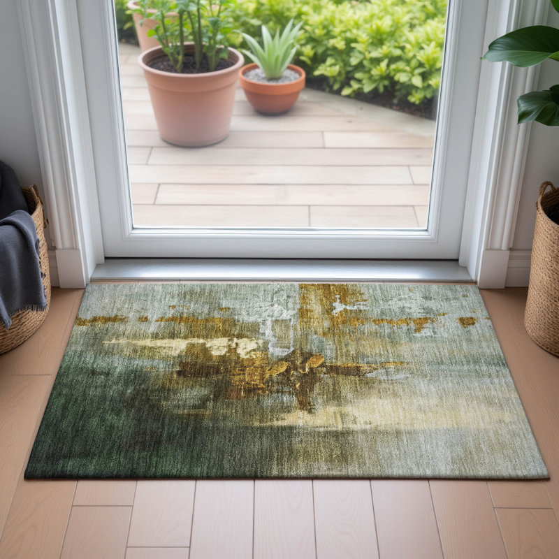 Machine Washable Indoor/Outdoor Cadence ACN2157 Abstract Rug, Rectangle 1'8" x 2'6"
