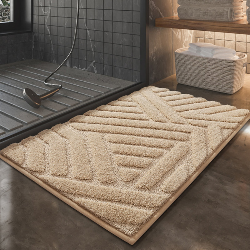Ibnou Non-Slip Bath Rug, Beige, 51" L x 20" W