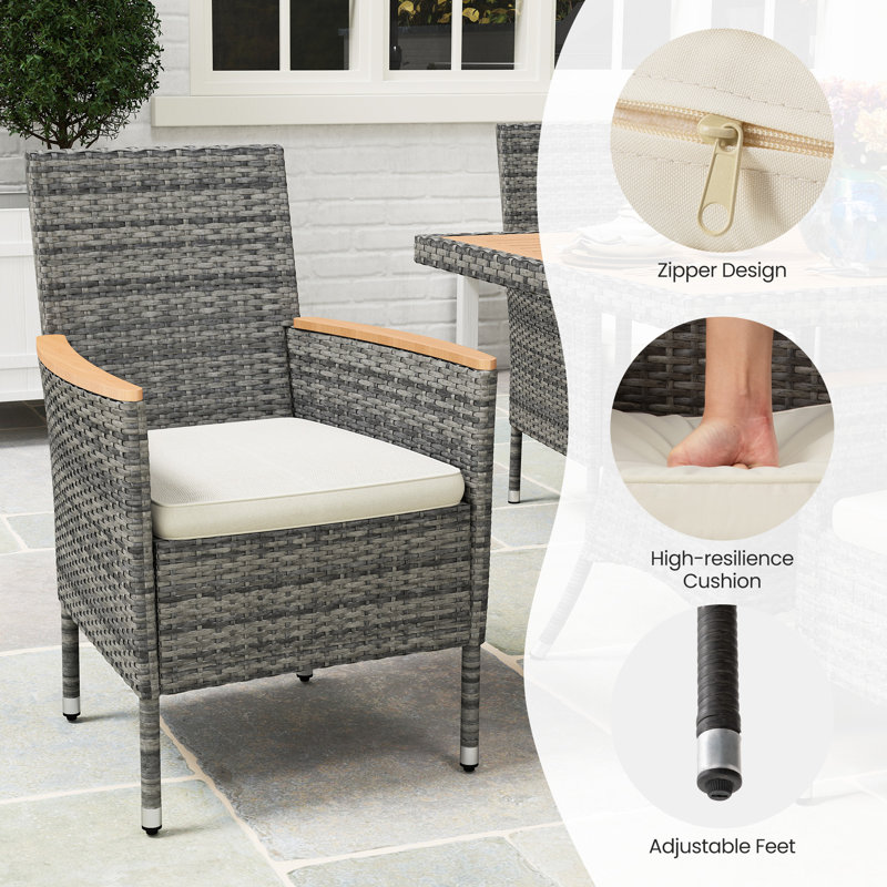 Rectangle 8 - Person 70.8'' L Outdoor Dining Set with Cushions, Gray