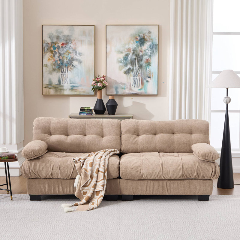 Canapé modulaire Cloud Couch, canapé modulaire moderne avec causeuse, canapé modulaire à assise profonde avec coussins d'accoudoirs, canapé Flanelette avancé et confortable pour la chambre à coucher (4 oreillers)