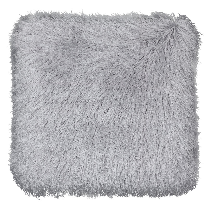 Coussin décoratif en fausse fourrure Milan, Argent