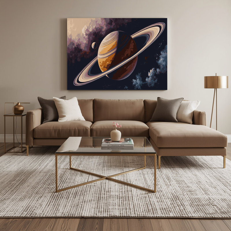 Art sur toile mauve Space Saturn, H 11 po x l 14 po