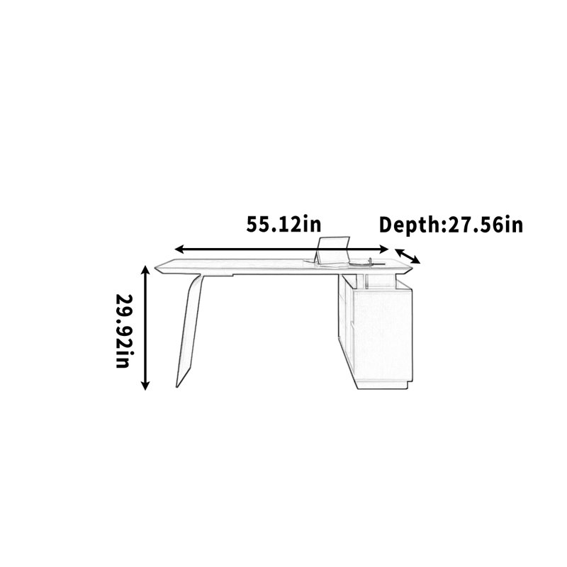 Bureau de rangement, bureau d'écriture, bureau d'angle, H 29,92 po x l 55,12 po x P 27,56 po, Noir