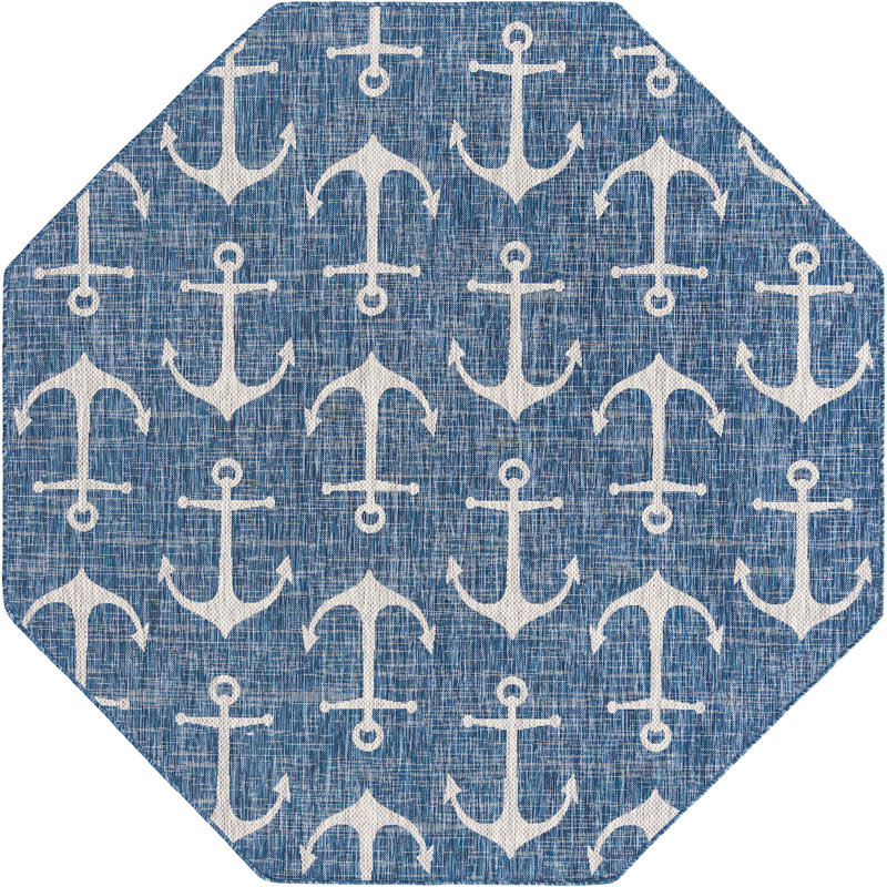 Contemporary Ayton Area Rug Sea Colour, Octagon 7'10" x 7'10"