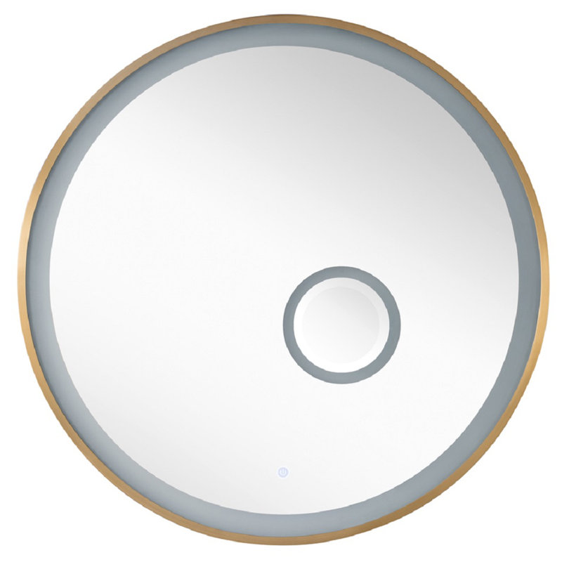 Radiance Round Stainless Steel Lighted Wall Mirror, Brushed Nickel