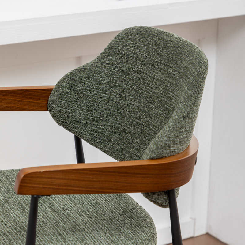 Devane Upholstered Counter Stool With Armrest, Green
