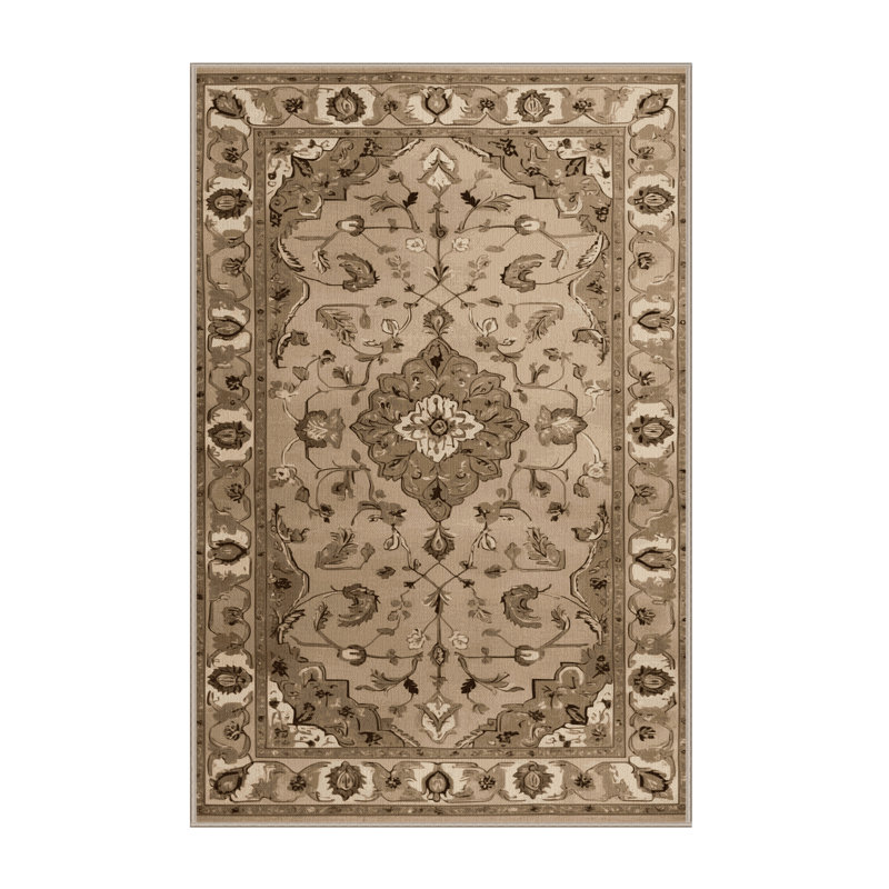 Machine Washable Tabriz Brown Area Rug, Rectangle 2' x 3'