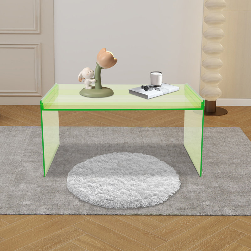 Modern Minimalist Acrylic Rectangular Coffee Table, Green
