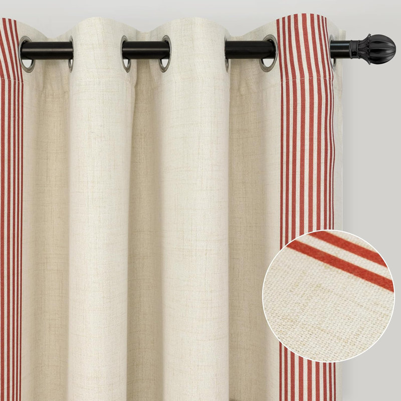 Velmer Blackout Curtain Pair, 52" W x 63" L, Red/Beige
