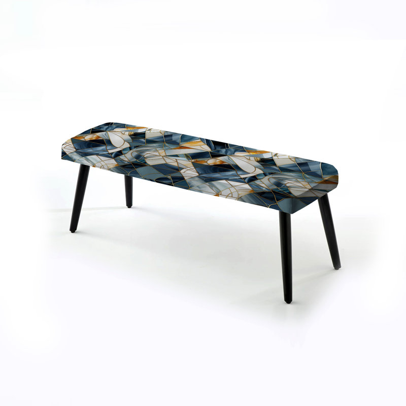 Eboh - Marble Upholstered Black Bench
