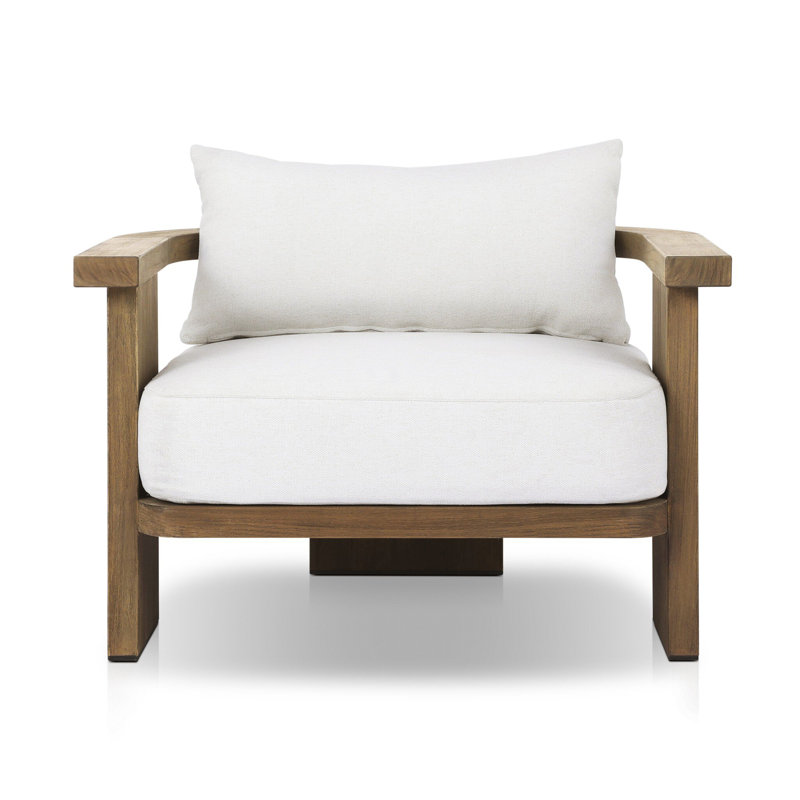 Teak Outdoor Lounge Chair, Alessi Linen, Stained Toasted Brown