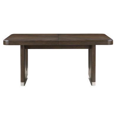 Modern Rectangular Dining Table with Extension Leaf Durable Unique Metallic Accent Base