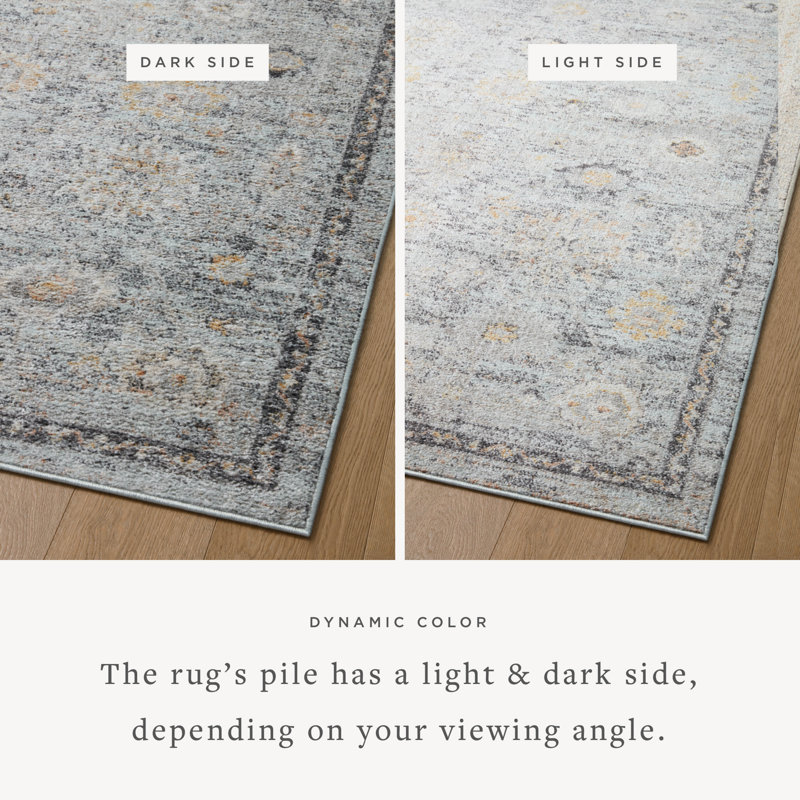 Floral Machine Made Power Loomed Polypropylene Area Rug in Gray, Rectangle 2'6" x 4'