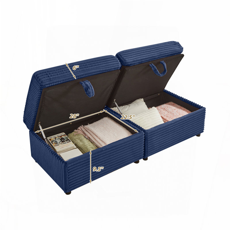 Canapé avec repose-pieds Fluffy, Navy