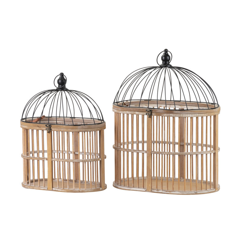 2 Piece Wood Wall Lantern Set