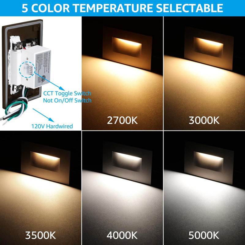 Black Dimmable LED Indoor Outdoor Step Lights Pack of 6