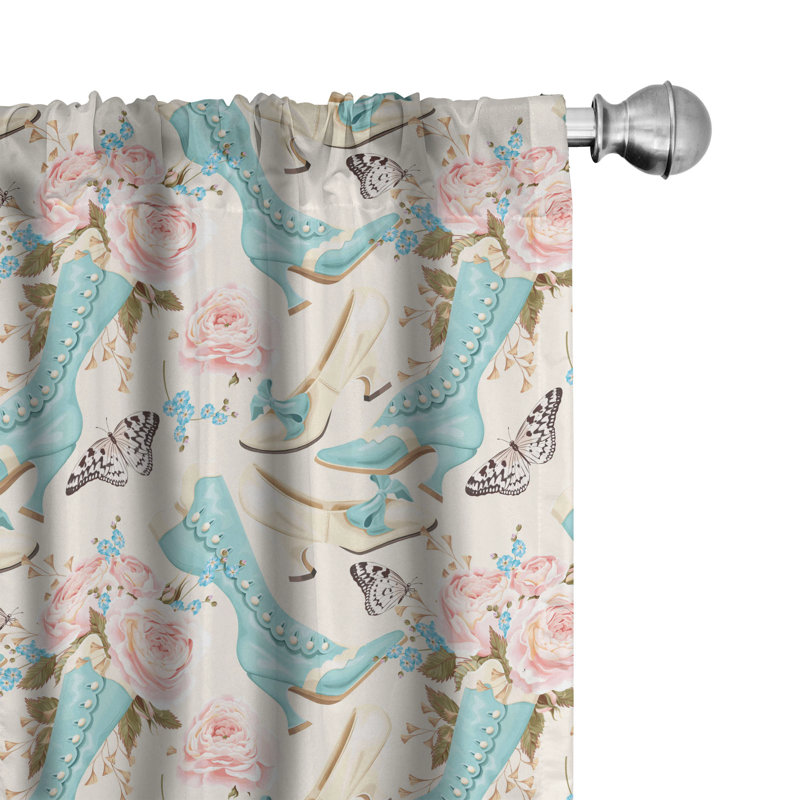 Feminine Floral Semi-Sheer Rod Pocket Curtain Panels, 28" x 63"