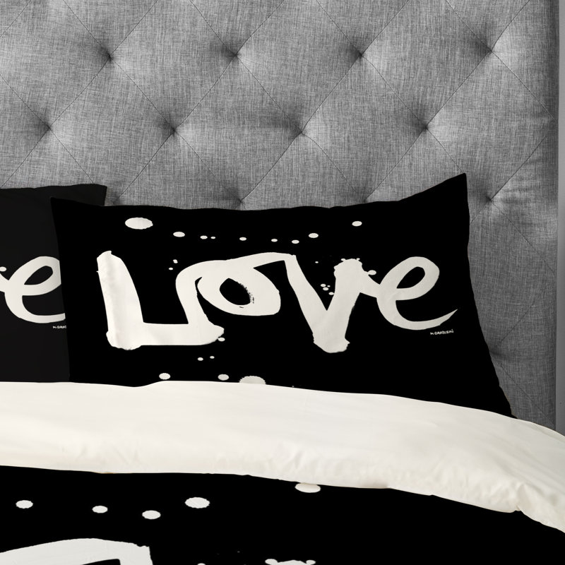 Taie d’oreiller noir love Kal Barteski, Standard