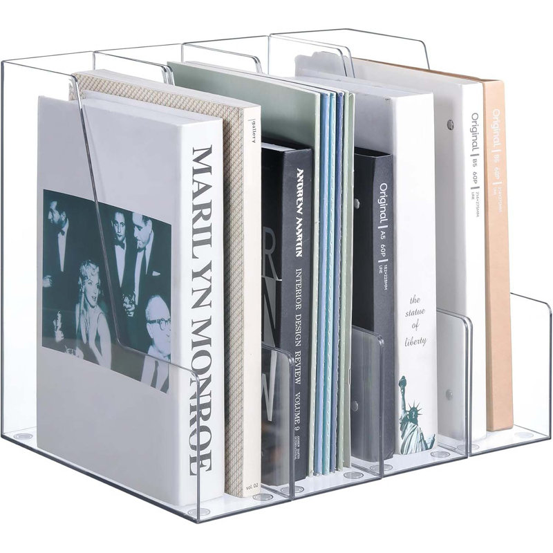 Vertical Magazine File Holder, Clear File Organizer Desk Organizer And Storage Bins Holding For Magazines, Binders, Notebooks, Envelopes, Plastic Office Organization And Storage For Desk, 4 Pack
